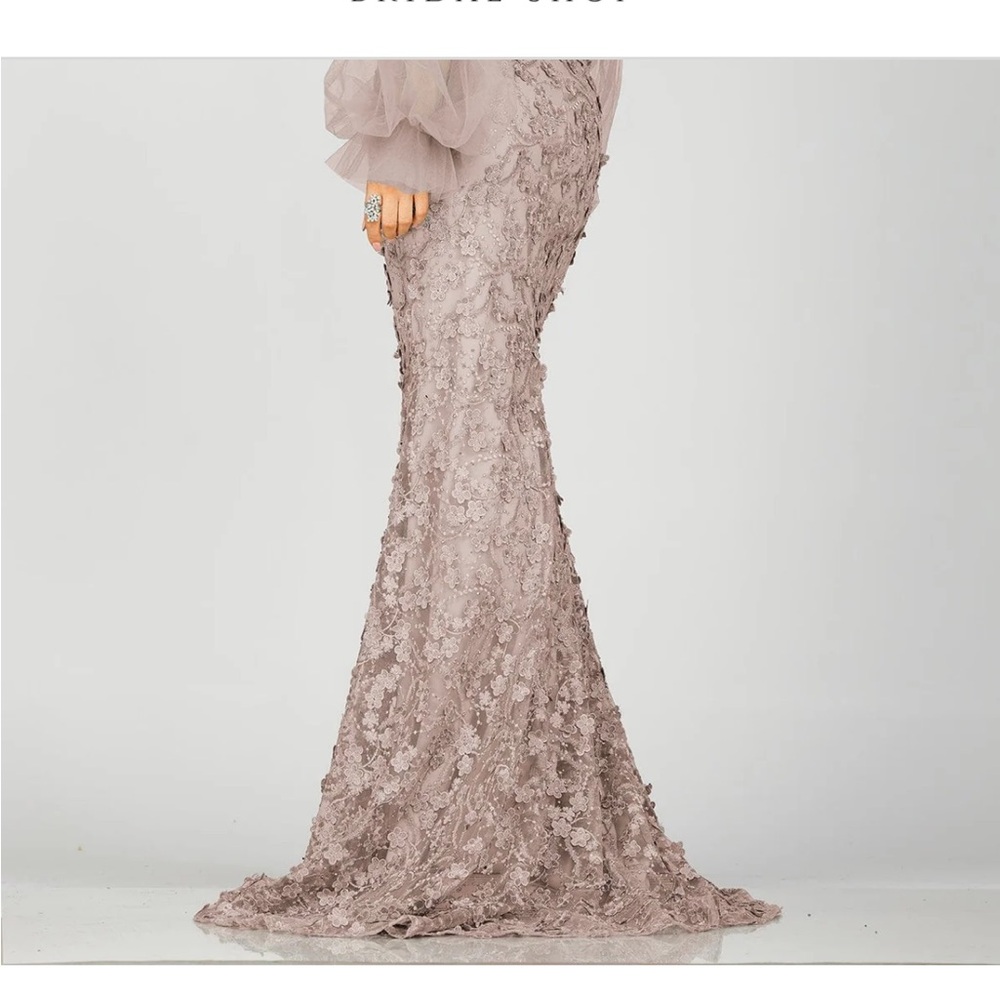 Terani Couture Dusty Rose Lace Maxi Dress